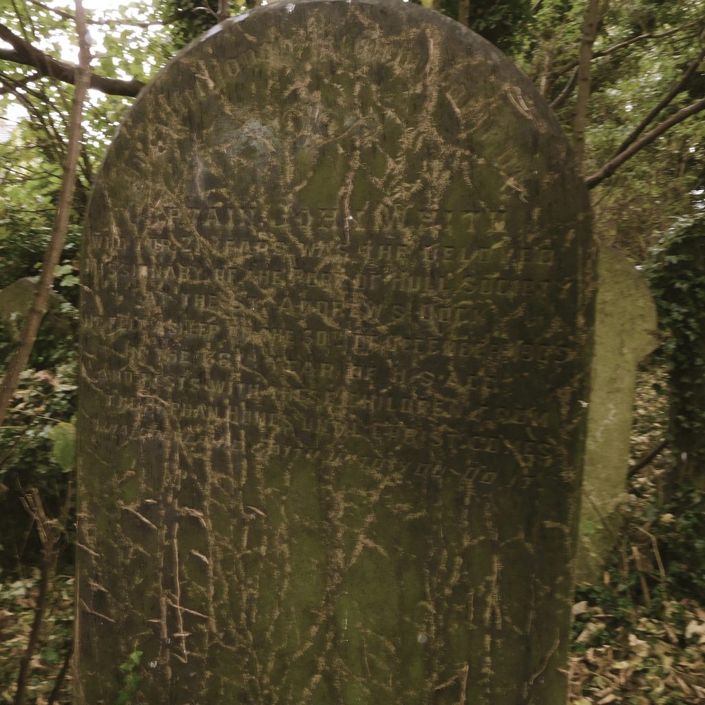 Damaged headstone