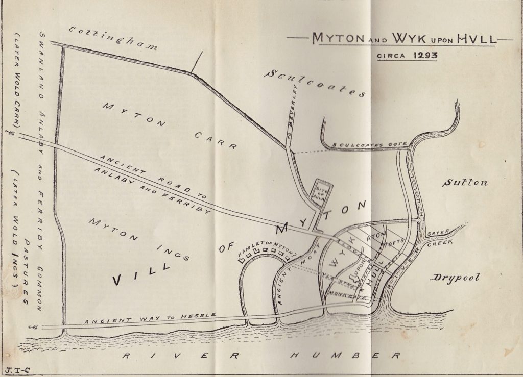 Map of Wyke and Myton about 1293 from J.Travis-Cook 1903