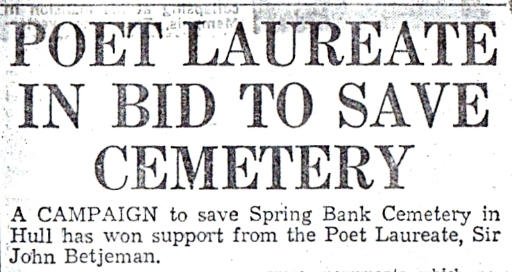 1977 Betjeman Poet tries to save the cemetery