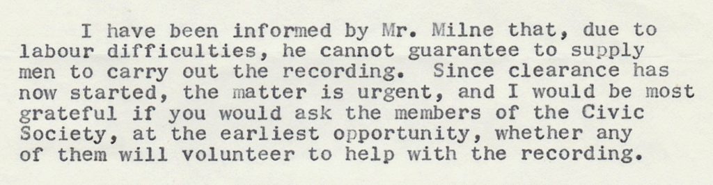 Letter from John Rumsby asking for help with the recording of the inscriptions