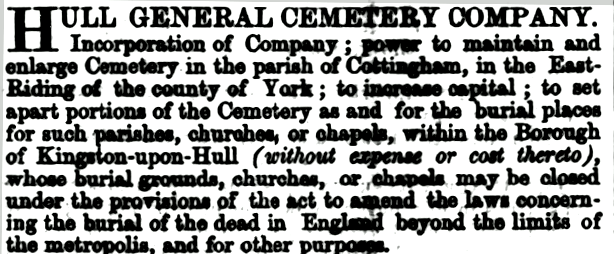 Hull Daily News October 1853