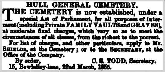 Hull Daily News March 1855