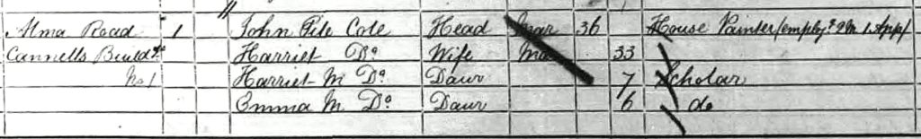 Emma Cole 1861 census