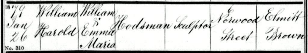 William Harold baptism 1879