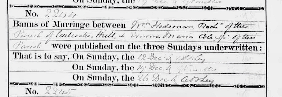 Wm Hodsman marriage banns 1875