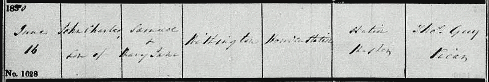 Withington baptism record