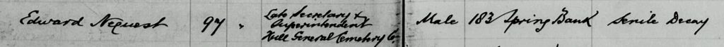 Edward Nequest burial record
