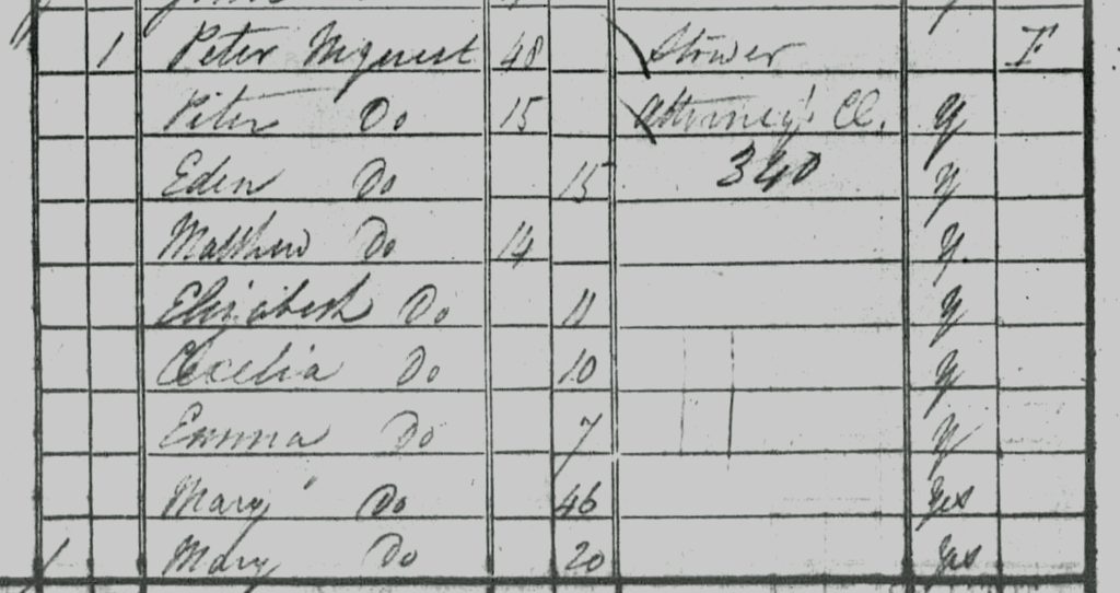 Peter, Ed's father 1841 census
