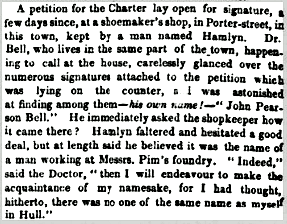 News item about a chartist petition