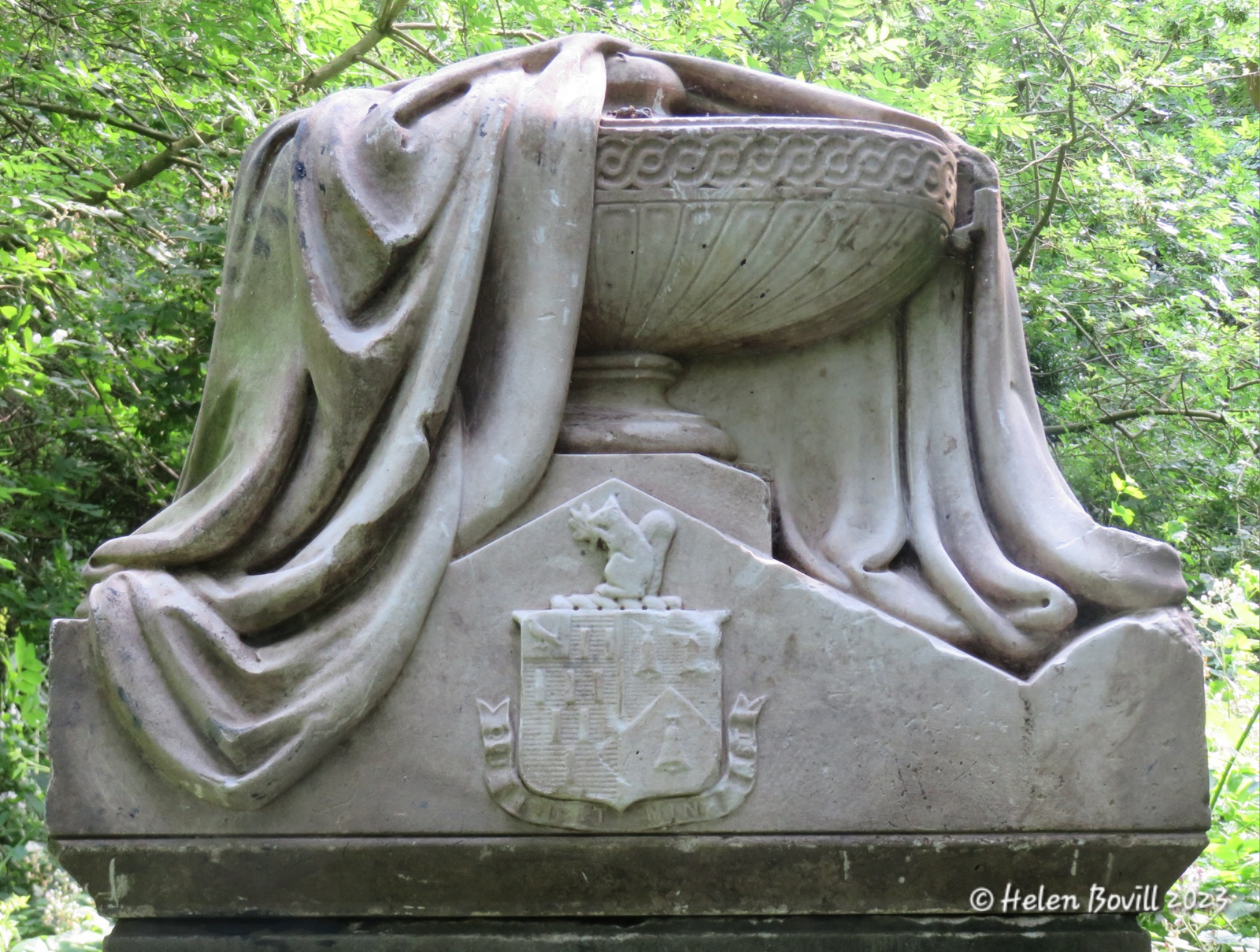 The Blundell monument with a Squirrel forming part of the engraved detail